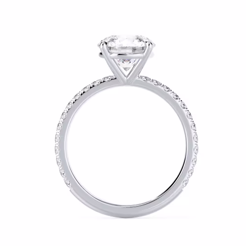 Diamonds Round Petite Four Prong Pavé Setting in White Gold (Profile View)