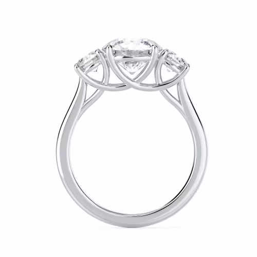 Lab Diamonds Round Three Stone Diamond Engagement Ring in White Gold (Profile View)