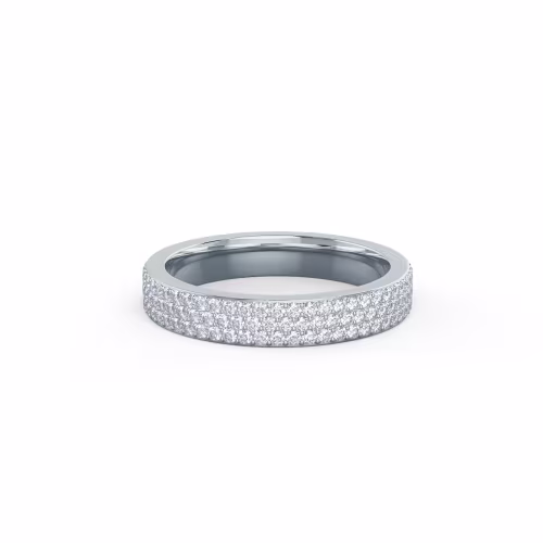 0.85 ct Round Brilliant Lab Diamonds Three Row Pavé Eternity Band in 18k White Gold (Main View)