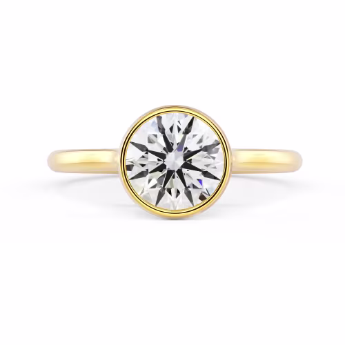 Diamonds set in Yellow Gold Bezel Solitaire (Main View)