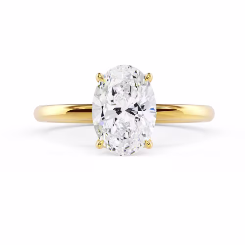 High Quality Lab Diamonds set in Yellow Gold Floral Basket Solitaire Diamond Engagement Ring (Main View)