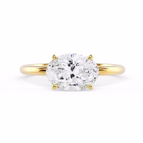Yellow Gold Oval East-West Solitaire Diamond Engagement Ring featuring Diamonds (Main View)