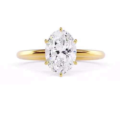 High Quality Created Diamonds Oval Six Prong Solitaire in Yellow Gold (Main View)