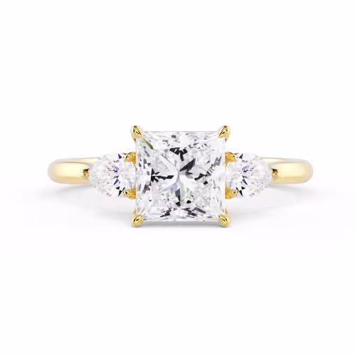 Diamonds set in Yellow Gold Princess and Pear Setting (Main View)