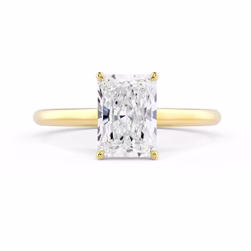 Hand Selected Diamonds set in Yellow Gold Radiant Cathedral Solitaire (Main View)