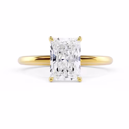 Yellow Gold Radiant Classic Four Prong Solitaire Diamond Engagement Ring featuring Hand Selected Diamonds (Main View)