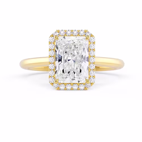 Lab Created Diamonds Radiant Single Halo Diamond Engagement Ring in Yellow Gold (Main View)