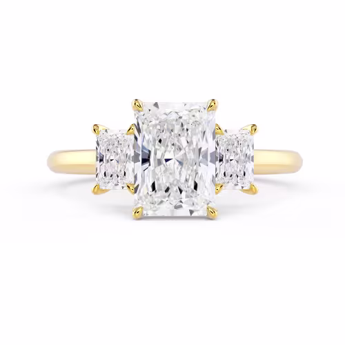 Lab Diamonds Radiant Three Stone Setting in Yellow Gold (Main View)