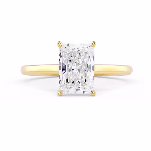 Hand Selected Lab Diamonds set in Yellow Gold Radiant Trellis Solitaire (Main View)