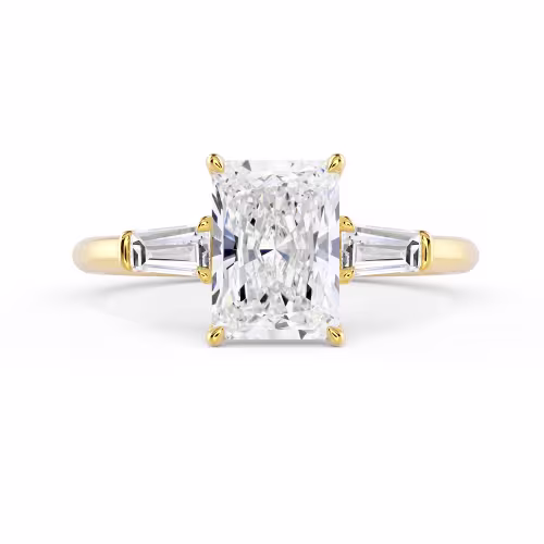 Diamonds set in Yellow Gold Radiant and Baguette Diamond Engagement Ring (Main View)