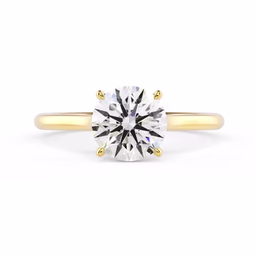 Yellow Gold Round Trellis Solitaire featuring High Quality Lab Grown Diamonds (Main View)