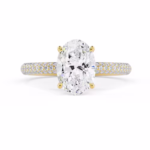 Lab Created Diamonds Three Sided Pavé Diamond Engagement Ring in Yellow Gold (Main View)