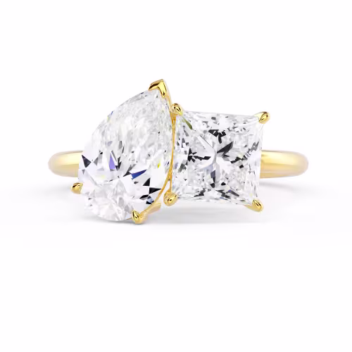 Created Diamonds set in Yellow Gold Toi et Moi Ring (Main View)