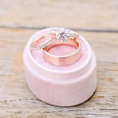 Custom Rose Gold Lab Diamond Wedding Set Ada Diamonds