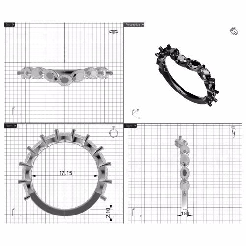 Primary White Image for Custom Three Quarter Band