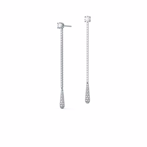 Exceptional Quality Round Diamonds set in 14k White Gold Drop Earring Jackets (Main View)