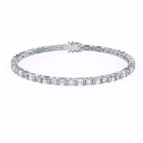 Lab Diamonds set in 18k White Gold Emerald and Round Bracelet (Main View)