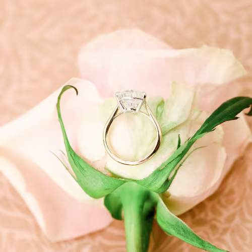 18k Yellow Gold 4 Carat Pear Cathedral Lab Diamond Solitaire Engagement Ring Ada Diamonds Design AD-339 Profile