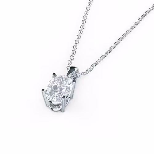 0.7 ctw Diamonds set in Platinum Oval Diamond Classic Solitaire Pendant (Main View)