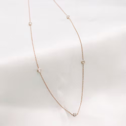 5 stone bezel set round lab diamond necklace ada diamonds design ad 041 macro