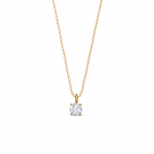0.5 Carat Lab Diamonds set in 14k Yellow Gold Classic Round Pendant ()