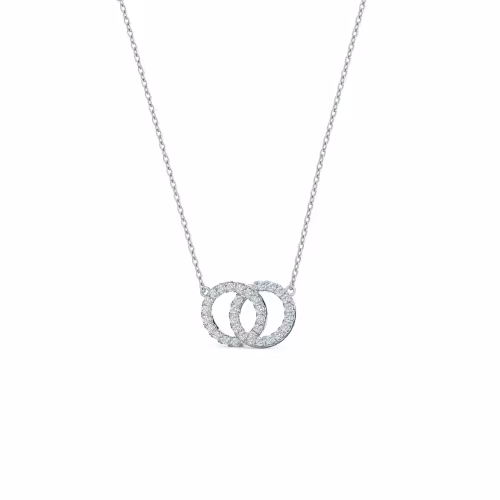 Interlocking Open Circle Double Karma Lab Created Diamond Necklace in Platinum Design-034