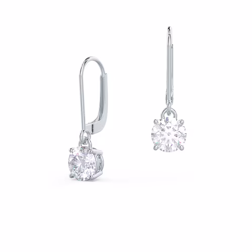2.0 ctw Round Lab Diamonds set in Platinum Four Prong Drop Earrings ()