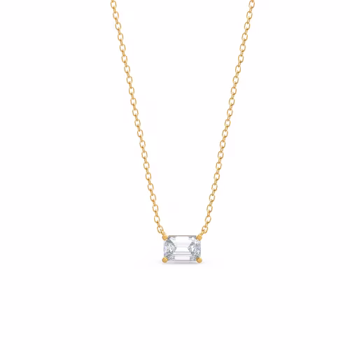 0.7 Carat Diamonds set in 14k Yellow Gold East-West Emerald Cut Diamond Pendant (Main View)
