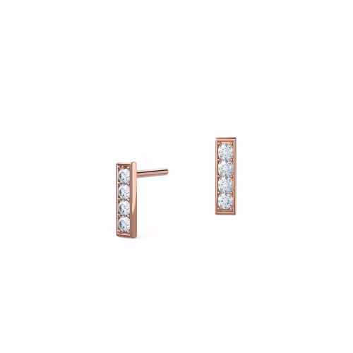0.24 Carat Round Lab Diamonds set in 14k Rose Gold Diamond Bar Earrings (Main View)