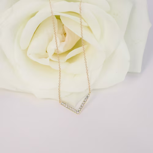 14k yellow gold v necklace made with lab diamonds ada diamonds design ad 120