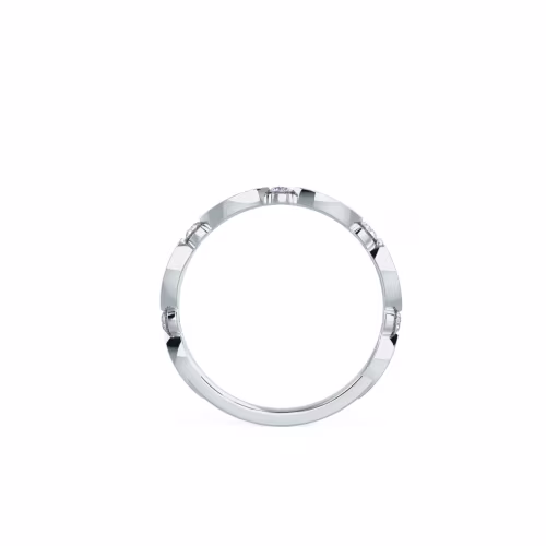 Leaf Swirling Lab Created Diamond Wedding Band in White Gold Design-216