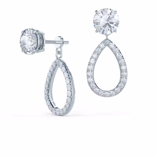 Brilliant Open Pear Lab Created Diamond Earring Jackets in Platinum Design-028