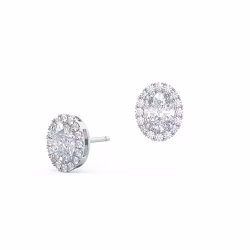 Heavenly Halo Oval Studs featuring Lab Diamonds (Main View)