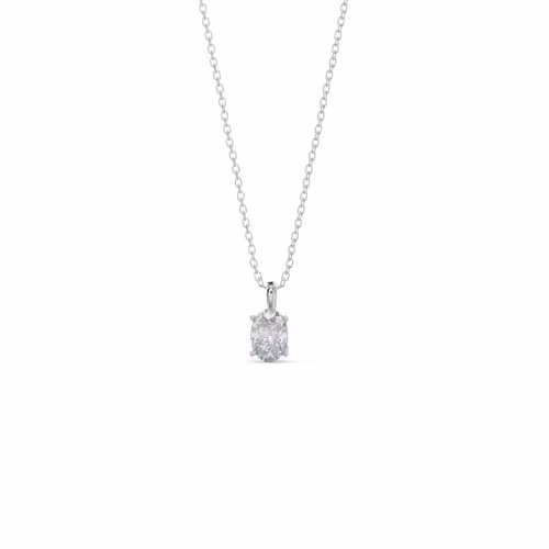 0.7 Carat Diamonds set in 18k White Gold Classic Oval Pendant (Main View)