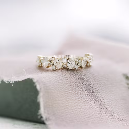 1.5 Carat Lab Diamond Multi Shape Wedding Band with Pear, Oval, Round and Princess Lab Diamonds in 14k Rose Gold