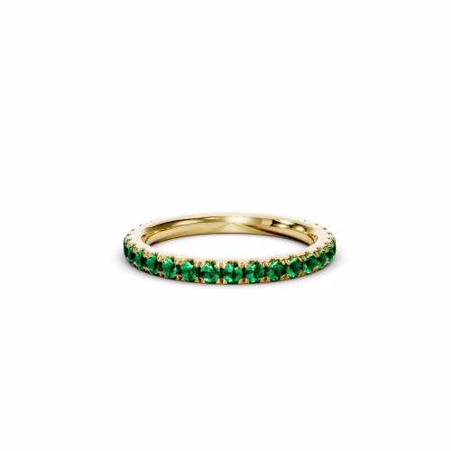 emerald 14k yellow gold u pave eternity band for fashion or wedding ada diamonds (main view)