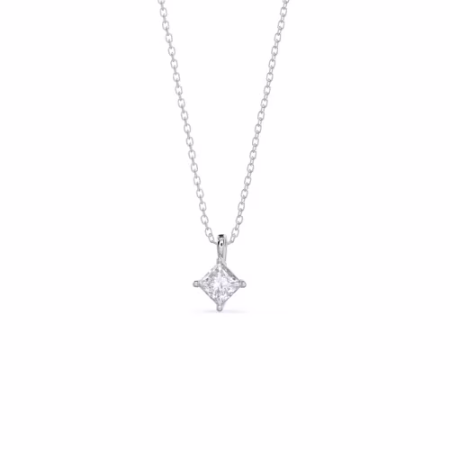 0.5 Carat Man Made Diamonds set in Platinum Princess Cut Diamond Pendant (Main View)