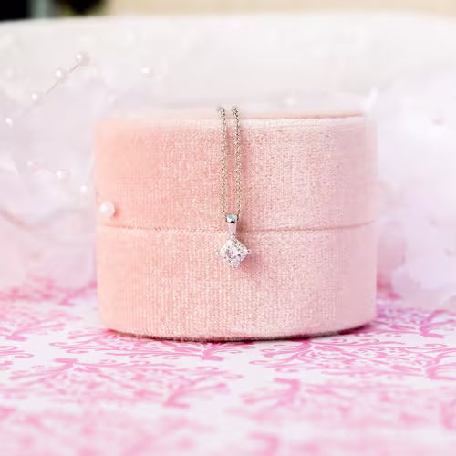 white gold half carat princess lab diamond solitaire pendant necklace ada diamonds design ad 282