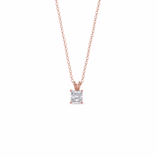0.5 Carat Lab Diamonds set in 14k Rose Gold Classic Radiant Pendant (Main View)