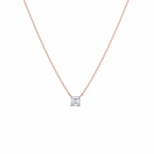 0.7 ctw Lab Diamonds set in 14k Rose Gold Floating Asscher Diamond Pendant (Main View)