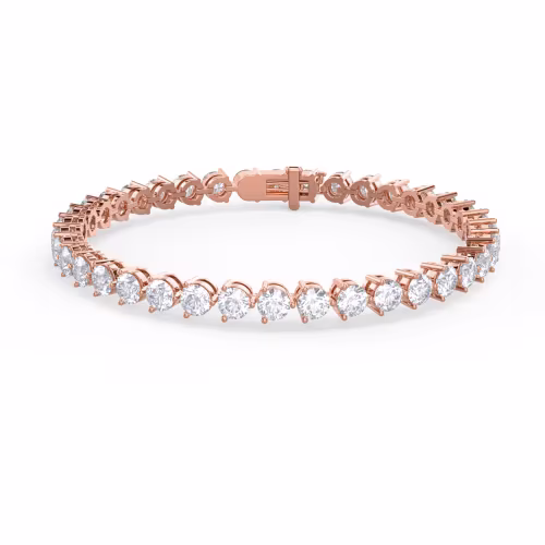 Hand Selected Round Lab Grown Diamonds set in Rose Gold Three Prong Tennis Bracelet (Main View)