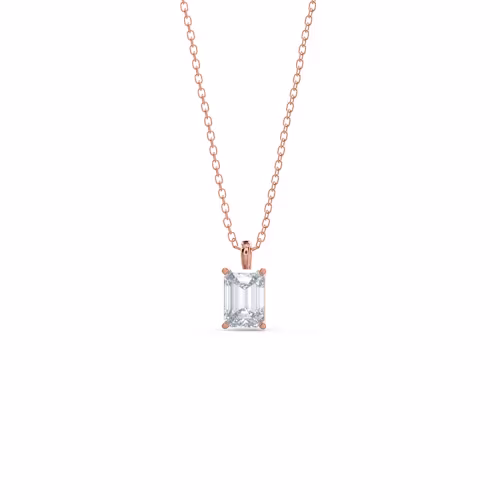 1.0 ct Lab Diamonds set in 14 Karat Rose Gold Emerald Cut Diamond Pendant (Main View)