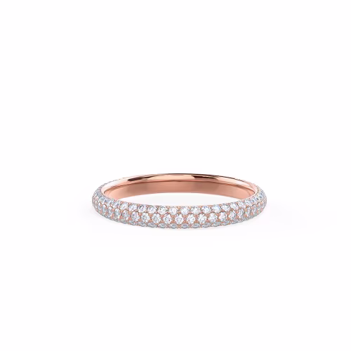 Lab Created Diamond Micro Pave Wedding Band Rendering In Rose Gold In Front View AD241