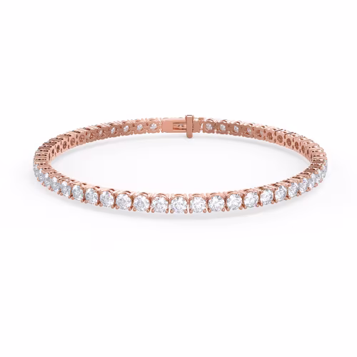 Hand Selected 6.0 ct Round Lab Grown Diamonds set in Rose Gold Four Prong Round Diamond Tennis Bracelet