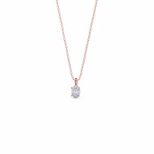 0.35 ctw Man Made Diamonds set in 14k Rose Gold Oval Diamond Classic Solitaire Pendant (Main View)