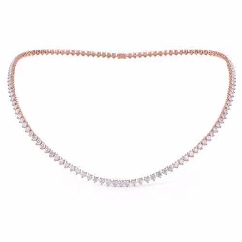 Exceptional Quality Round Lab Diamonds set in Rose Gold Lab Diamond Tennis Necklace (Main View)