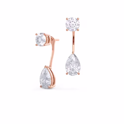 Lab Created Diamonds set in Rose Gold Pear Cut Diamond Drop Earring Jackets (Main View)