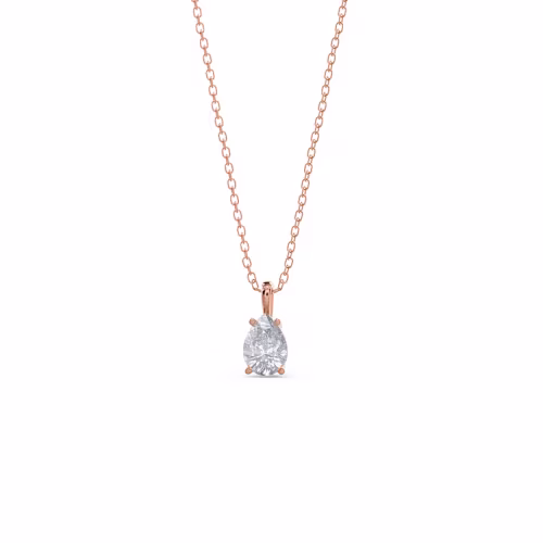 0.5 Carat Lab Grown Diamonds set in 14k Rose Gold Pear Diamond Solitaire Pendant (Main View)