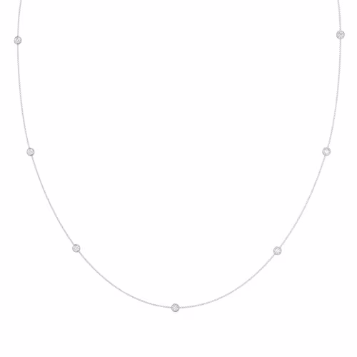 White Gold 7 bezel cosmopolitan necklace made with man made diamonds ADA Diamonds ad design number 228