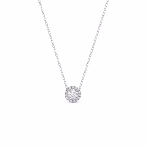 Exceptional Quality Round Brilliant Diamonds set in White Gold Single Halo Round Diamond Pendant (Main View)